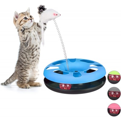 Relaxdays Jouet interactif pour chat avec balle et clochette Bleu clair