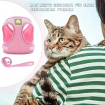 Harnais pour chat Petit chien Confortable à porter Avec laisse réglable Convient pour chatons et chiots Réfléchissant rose